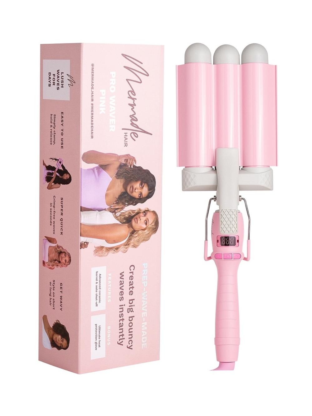 Mermade Hair Pro Waver 32mm in Pink